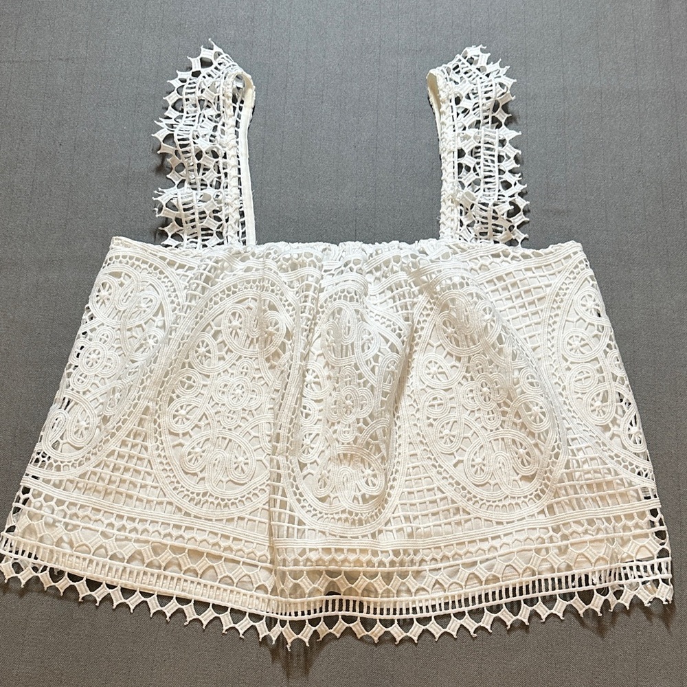 Express white crochet lace swing top XS